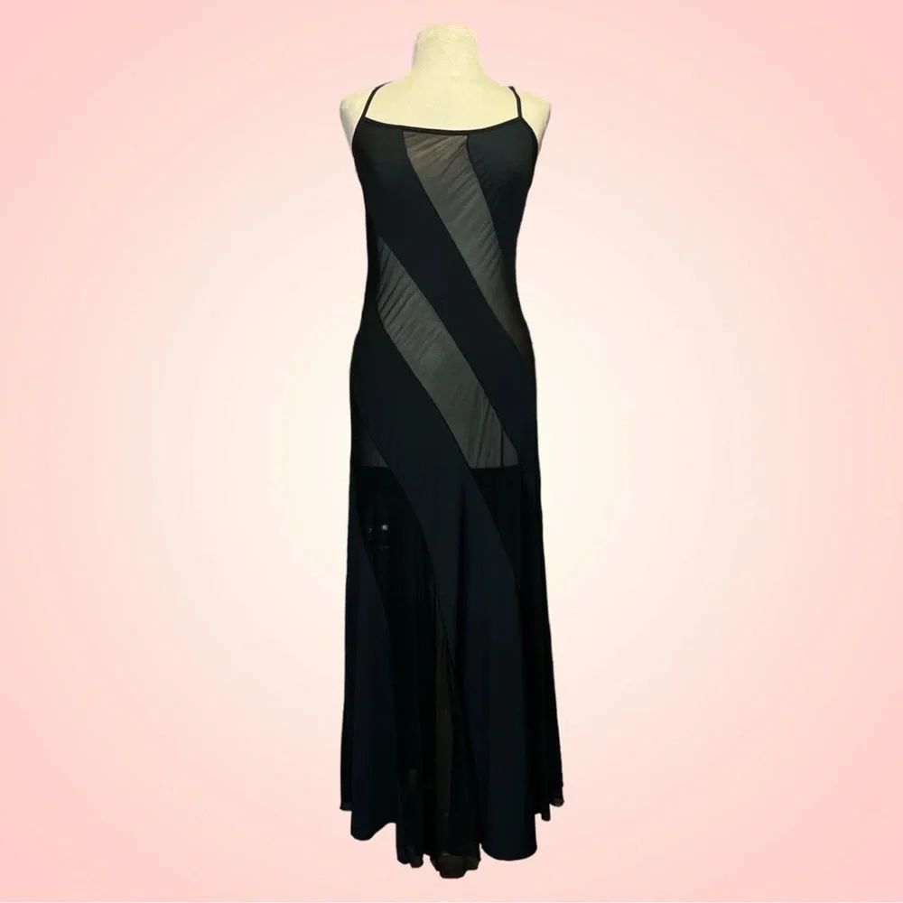 Viral Rare Fredericks Of Hollywood Black Panel Sheer Maxi Dress Slip Dress — image 5 of 6